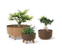 Pot de fleurs bas 14,3L avec pieds amovibles et insert 380 mm, Café