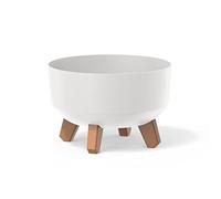 Prosperplast Pot de fleurs bas Gracia DGRL240L-S449, 3,8 L, pieds amovibles, insert 235 mm, blanc