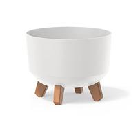 Pot de fleurs bas 5,1L avec pieds amovibles et insert 238 mm, Blanc