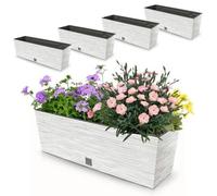 4x pot 18L balcon 58x19,5 cm blanc + insert spacieux 12L