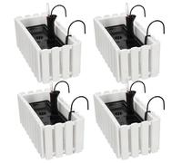 Pot de fleurs - Blanc 40 cm - Lot de 4 - Plastique - Pour balcon balustrade et terrasse