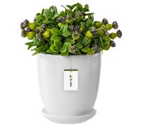 Pot de fleurs blanc avec soucoupe céramique ronde glossy modern glamour