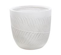 Pot de Fleurs Blanc Cassé en Fibres d'Argile Rond Cache-Pot 42 x 42 x 40 cm