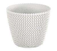 Pot de Fleurs Blanc cassé, sans réservoir, Collection SPLOFY Eco Wood 15,7 x 15,7 x 13,2 cm, capacité 1,7 l.