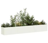 Pot de fleurs blanc de 280 x 40 x 40 cm, en acier laminé à froid – Grande jardinière métallique surélevée pour jardin, terrasse et balcon – Pot de fleurs robuste avec fond ouvert et supports