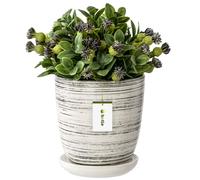 Pot de fleurs blanc essuyé bol de fleurs avec soucoupe surface ronde céramique brillante glamour moderne