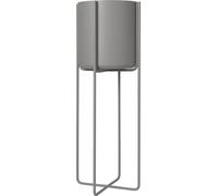 Pot de fleurs Blomus KENA, avec support, en acier revêtu par poudre, couleur gris acier, référence 66021