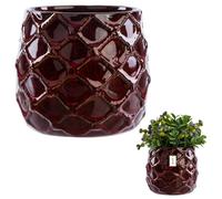 Pot de fleurs - BOTLE - Rouge brillant - Ø15 cm - H 15 cm - Céramique