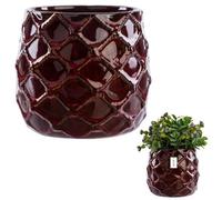 Pot De Fleurs - Botle - Rouge Brillant - Ø15 Cm - H 15 Cm - Céramique Multicolore