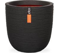 Pot de fleurs boule CAPI EUROPE, 43x41 cm, Noir, Design côtelé, Matériaux recyclés