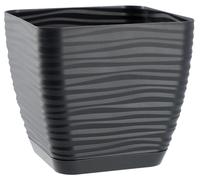 Pot de fleurs - Cache-pot carré de 12 cm - Plastique - Pour intérieur et extérieur - Gris anthracite
