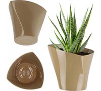 Pot de fleurs - Cache-pot - Design asymétrique - Pour l'intérieur - Salon - Taille L - Kaki foncé
