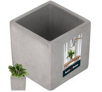 KOTARBAU Pot de fleurs gris Cache-pot 20 x 20 cm pour fleurs et plantes en béton décoratif Carré pour l'intérieur et l'extérieur