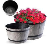 Pot de fleurs/cache-pot - Pot en plastique - Moyen - Intérieur/extérieur - Gris clair