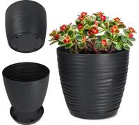 Pot de fleurs/cache-pot - Pot rond - Plastique - Petit - Noir