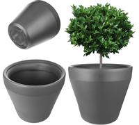 Pot de fleurs/cache-pot - Rond - Ø 39 cm - Grand - Jardin & terrasse - Gris foncé