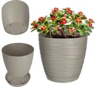 Pot de fleurs - Cache-pot rond en plastique - Ø 13 cm - Moyen - Gris foncé