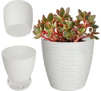 Pot de fleurs - Cache-pot - Rond en plastique - Petit - Blanc
