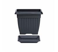 Pot de fleurs carré 13,8 L cache pot jardinière en plastique anthracite 30x30x25 cm pot avec soucoupe