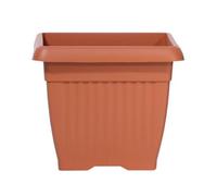 Pot de fleurs carré 25,2 L cache pot jardinière en plastique marron 37x37x30 cm usage interieur exterieur