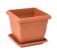 Pot De Fleurs Carré 25,2 L Cache Pot Jardinière En Plastique Terre Cuite Marron 37x37x30 Cm Pot Avec Soucoupe Multicolore