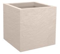 Pot de fleurs Carré 30 cm - EDA - Volcania Up - 21 L - Intérieur/Extérieur -Décor Pierre - 29,5 x 29,5 x H. 29,5 cm - Beige Calcaire