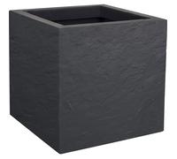 Pot de fleurs Carré 30 cm - EDA - Volcania Up - 21 L - Intérieur/Extérieur -Décor Pierre- 29,5 x 29,5 x H. 29,5 cm - Gris Anthracite