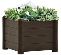 Pot de fleurs carré - 43 x 43 x 35 cm - Moka - 30 litres - Bac de jardin sur pied - PP résistant aux UV et au gel - Avec fond de vidange - Pour l'intérieur et l'extérieur