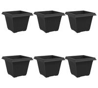 Pot de Fleurs Carré 6 pcs Noir 43 x 43 x 33,5 cm Plastique