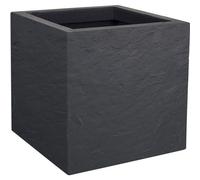 Pot de fleurs Carré EDA Volcania Up, 21 L, 29,5 x 29,5 x H. 29,5 cm, Intérieur/Extérieur, Décor Pierre, Gris Anthracite