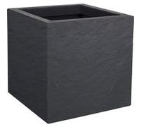 Pot de fleurs Carré 30 cm - EDA - Volcania Up - 21 L - Intérieur/Extérieur -Décor Pierre- 29,5 x 29,5 x H. 29,5 cm - Gris Anthracite