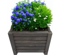 Pot de Fleurs Carré en Bois 38 x 38 x 30 cm – Jardinière Extérieure Graphite – Bac à Fleurs pour Balcon, Terrasse et Jardin – Cache-Pot Naturel