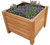 Pot de Fleurs Carré en Bois 38 x 38 x 30 cm – Jardinière Extérieure Marron Clair – Bac à Fleurs pour Balcon, Terrasse et Jardin – Cache-Pot Naturel