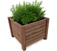Pot de Fleurs Carré en Bois 38 x 38 x 30 cm – Jardinière Extérieure Marron Foncé – Bac à Fleurs pour Balcon, Terrasse et Jardin – Cache-Pot Naturel