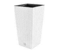 Pot de fleurs carré Rato DRTS240 blanc - pot de fleurs haut aspect rotin