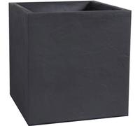 Pot de fleurs Carré Volcania EDA, 40 cm, 31 L, Intérieur/Extérieur, Décor Pierre, 39,5 x 39,5 x 43,5 cm, Gris Anthracite