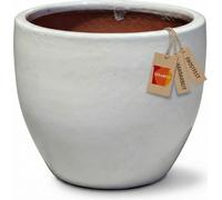 Pot de fleurs « EGG POT » en céramique résistant au gel, rond, pour jardin, émaillé blanc