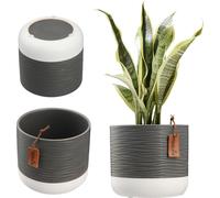 Pot de fleurs en céramique - Cache-pot - Ø 12 cm - Taille moyenne - Gris foncé