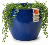 Pot de fleurs en céramique Eggpot bleu royal Ø38cm Résistant au gel Grès Fait main Extérieur