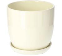 KOTARBAU® Pot de fleurs en céramique - Pour fleurs et plantes - Diamètre : 20 cm - Avec bac d'égouttement - Blanc