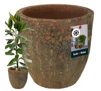 KOTARBAU® Cache-pot en céramique marron, hauteur 46 cm, diamètre 46 cm, pot de fleurs émaillé, pour intérieur et extérieur, résistant au gel, pot de fleurs