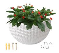 Pot de fleurs en demi-cercle rustique avec drainage et crochets | Jardinière murale pour balcon, balcon, rebord de fenêtre, cour, jardin