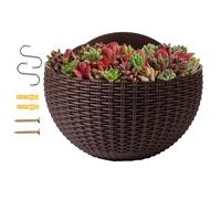 Pot de fleurs en demi-cercle rustique avec drainage et crochets | Jardinière murale pour balcon, balcon, rebord de fenêtre, cour, jardin