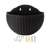 Pot de fleurs en demi-cercle rustique avec drainage et crochets | Jardinière murale pour balcon, balcon, rebord de fenêtre, cour, jardin