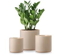 Pot de fleurs en faïence vancasso, lot de 3 pots cylindriques pour plantes succulentes et plantes vertes, ronds, gris