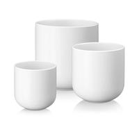Pot de fleurs en faïence vancasso, lot de 3 pots, pour plantes succulentes et plantes vertes, blanc