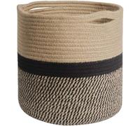 Pot de fleurs en panier tressé, grand modèle - Panier de rangement avec couvercle - Panier en corde de coton - Pliable - 30 x 30 cm - Adapté pour un pot de fleurs de 25 cm