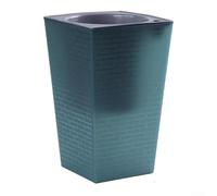 Pot de fleurs en plastique à arrosage automatique avec motif brique, style nordique, réservoir double couche semi-transparent pour jardin, herbes aromatiques et décoration d'intérieur (grand bleu)