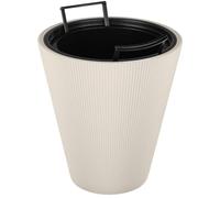 Pot de fleurs en plastique - Pot avec cache-racines - Design moderne - 32,5 x 29,5 cm - Pour fleurs et plantes vertes - Couleur crème