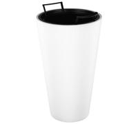 Pot de fleurs en plastique - Pot de fleurs avec insert - Design moderne - Surface gaufrée - 49 x 29,5 cm - Blanc